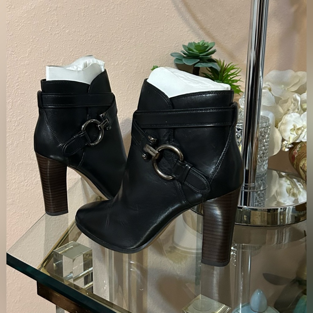 Coach Black Leather Ankle Boots Size 8